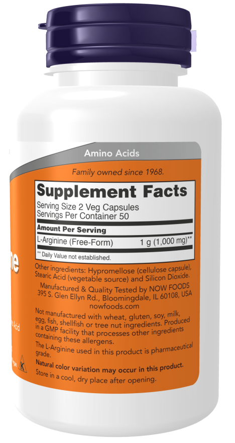 Now ARGININE 500mg 100 VCAPS