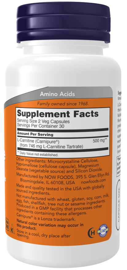Now CARNITINE 250mg 60 VCAPS