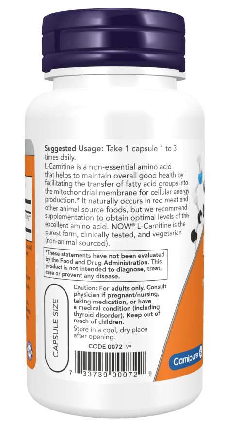 Now CARNITINE 500mg 90 VCAPS