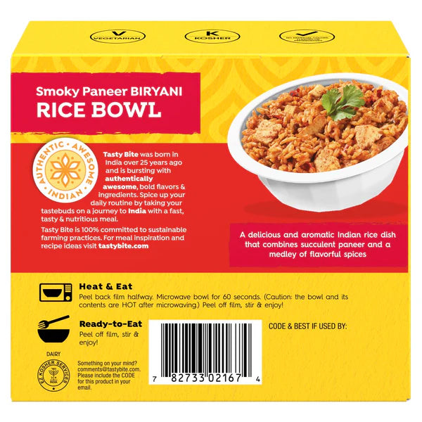 TASTY BITE Smoky Paneer Biryani,Rice Bowl 7 OZ