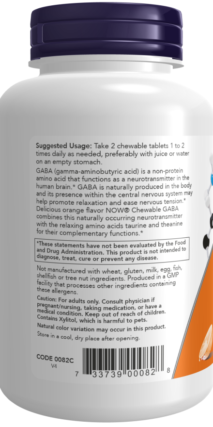 Now GABA 250mg 90 CHEWABLE TABS