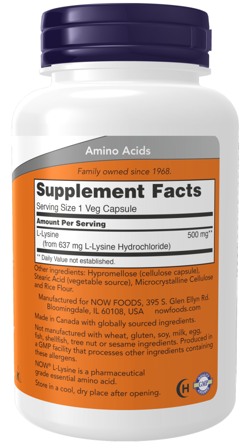 Now LYSINE 500mg 100 VCAPS