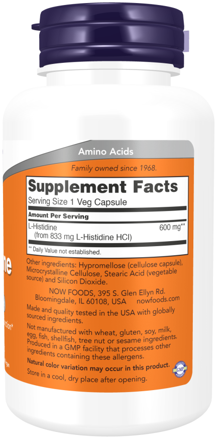 Now L-HISTIDINE 600MG 60 VCAPS