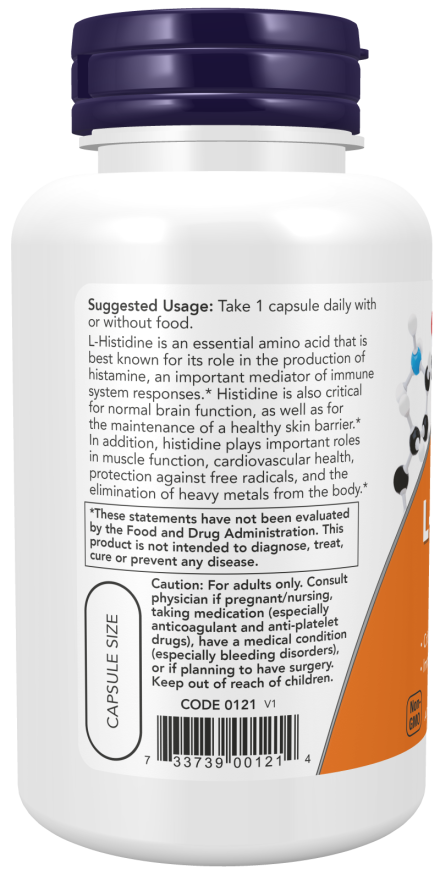 Now L-HISTIDINE 600MG 60 VCAPS