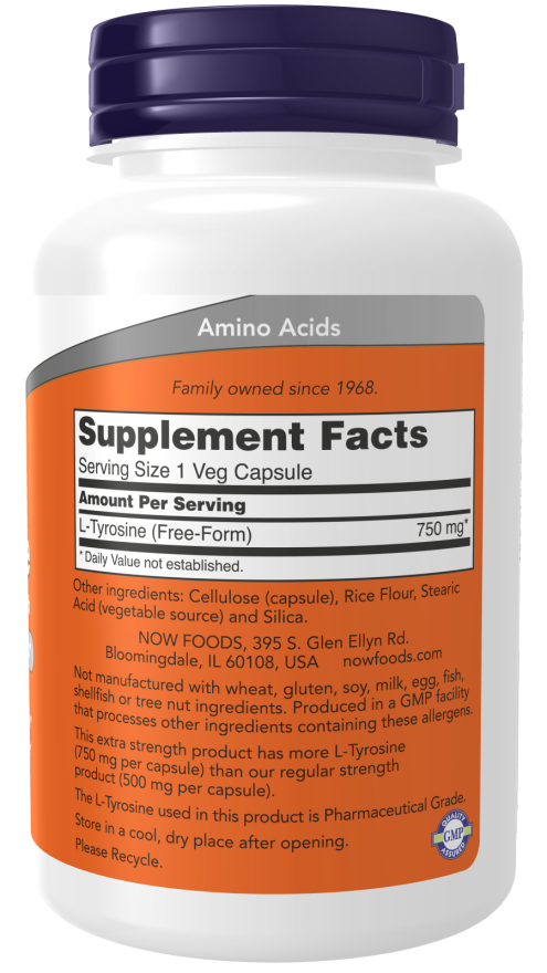 Now TYROSINE 750mg 90 VCAPS