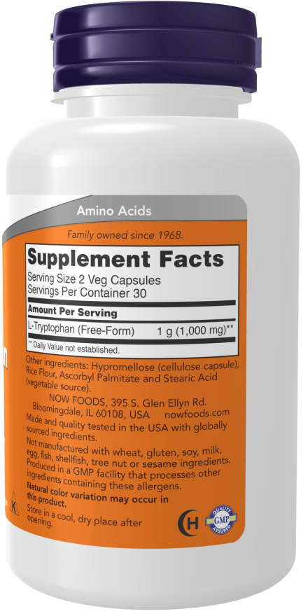 Now L-TRYPTOPHAN 500MG 60 VCAPS