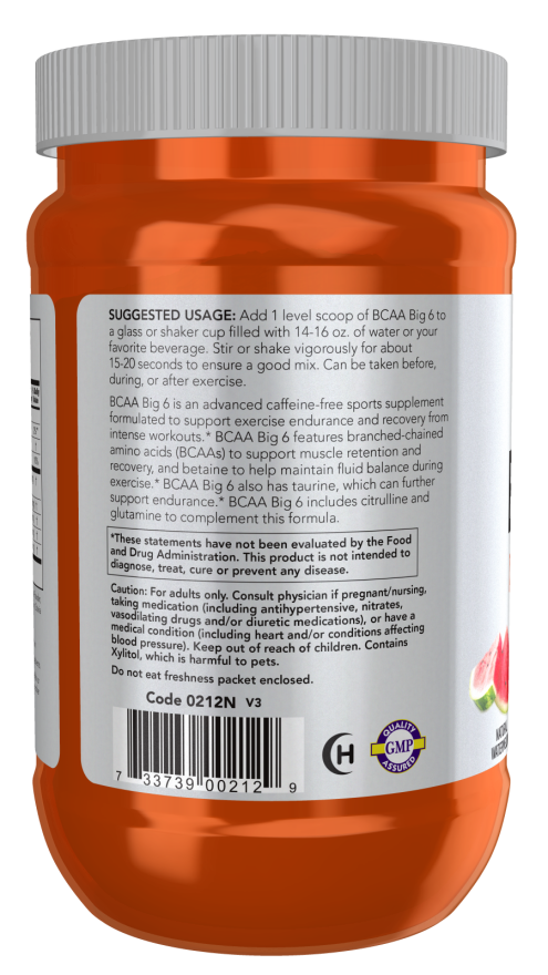 Now BCAA BIG 6 POWDER - WATERMELON FLAVOR 600 G