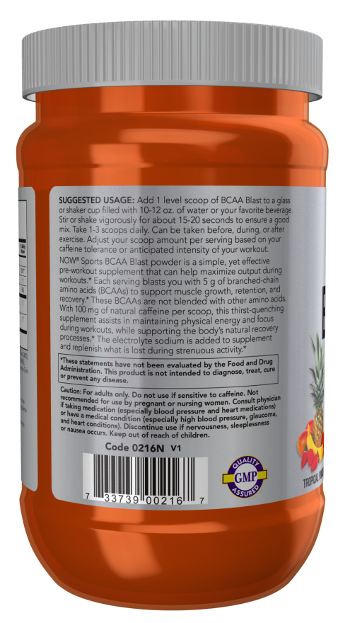 Now BCAA BLAST PWD TROPICAL PUNCH 600 G