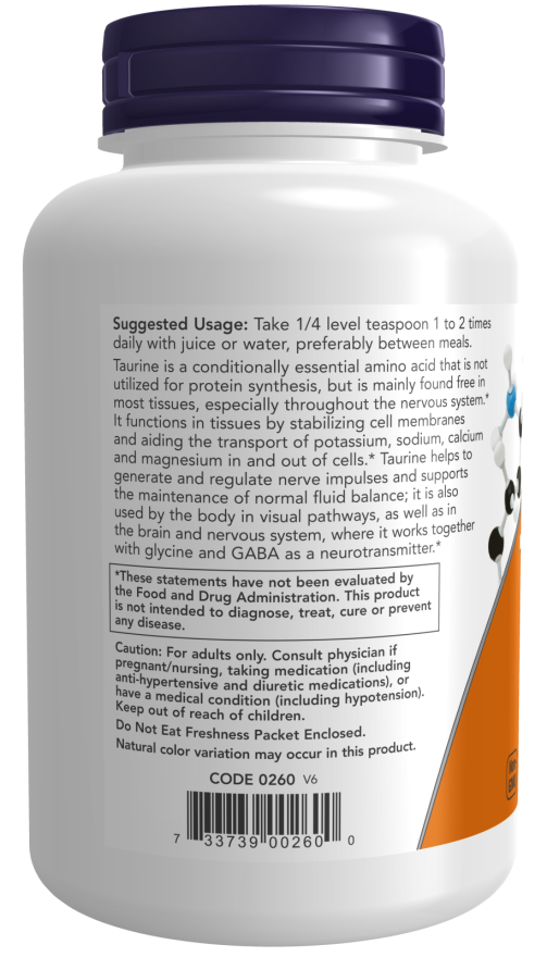 Now TAURINE POWDER 8 OZ