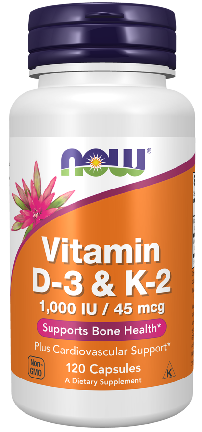 Now Vit D-3 / K2 1000 IU/45 MCG 120 VCAPS