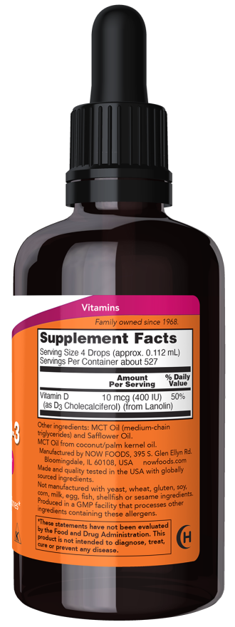 Now LIQUID VITAMIN D-3 2 FL OZ