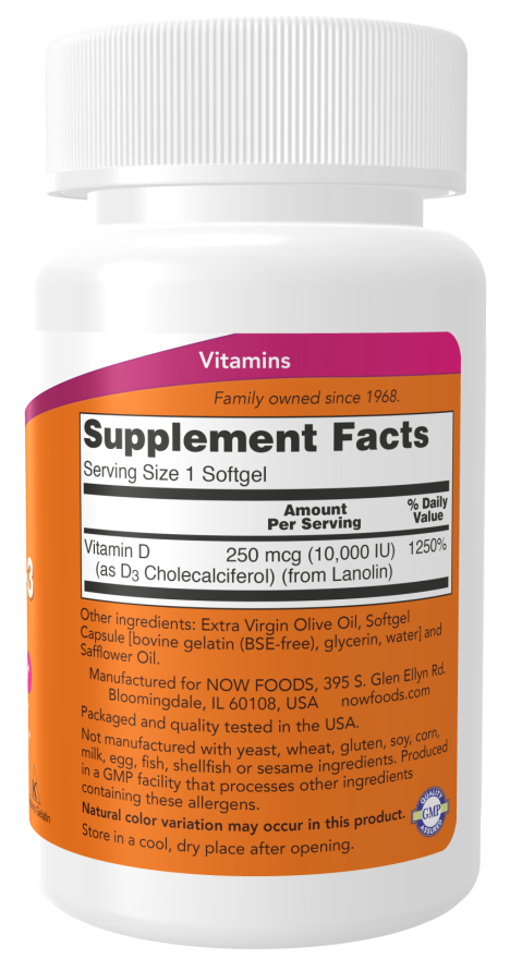 Now VITAMIN D-3 10,000 IU 30 SGELS