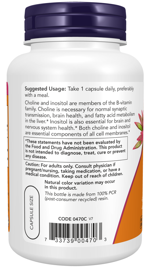 Now CHOLINE & INOSITOL 250/250mg 100 VCAPS