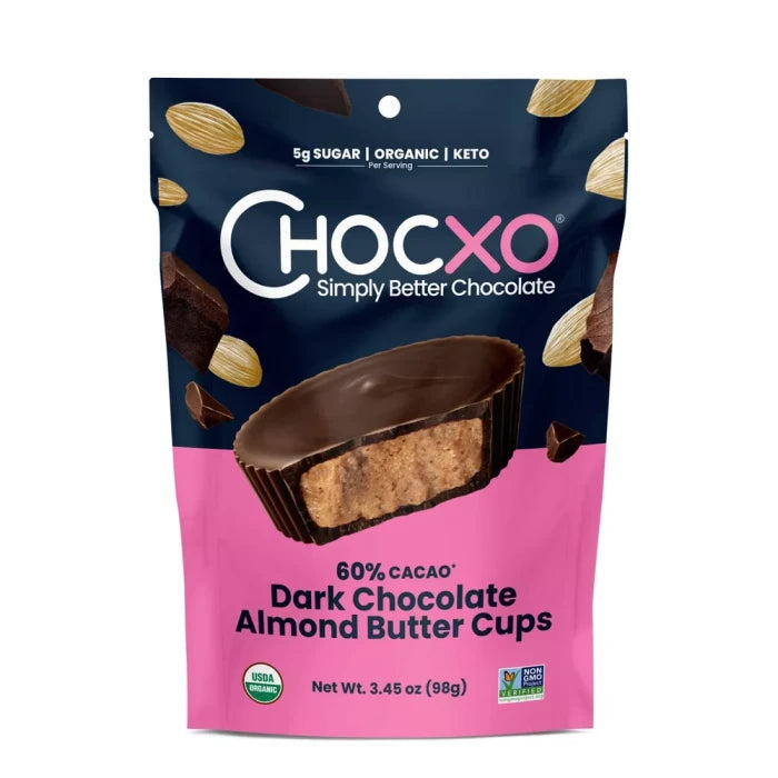 CHOCXO Dk Choc Alm Btr Cups 60% Cacao 3.45 OZ