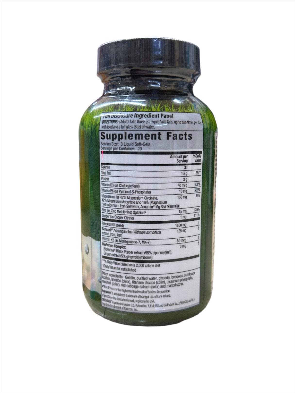 Irwin Naturals Magnesium + Ashwagandha 60 Liquid Soft-Gels