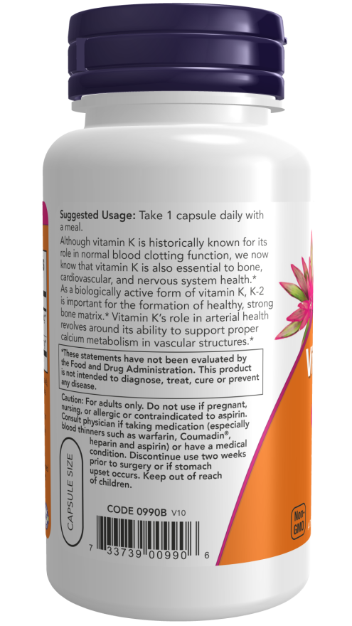 Now VITAMIN K-2 100mcg 100 VCAPS