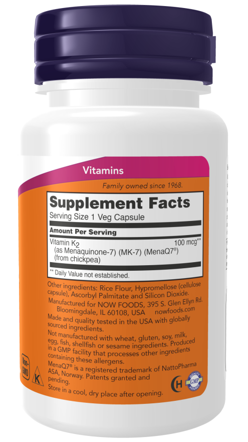 Now VITAMIN K-2 (MK7) 100 mcg 60 VCAPS