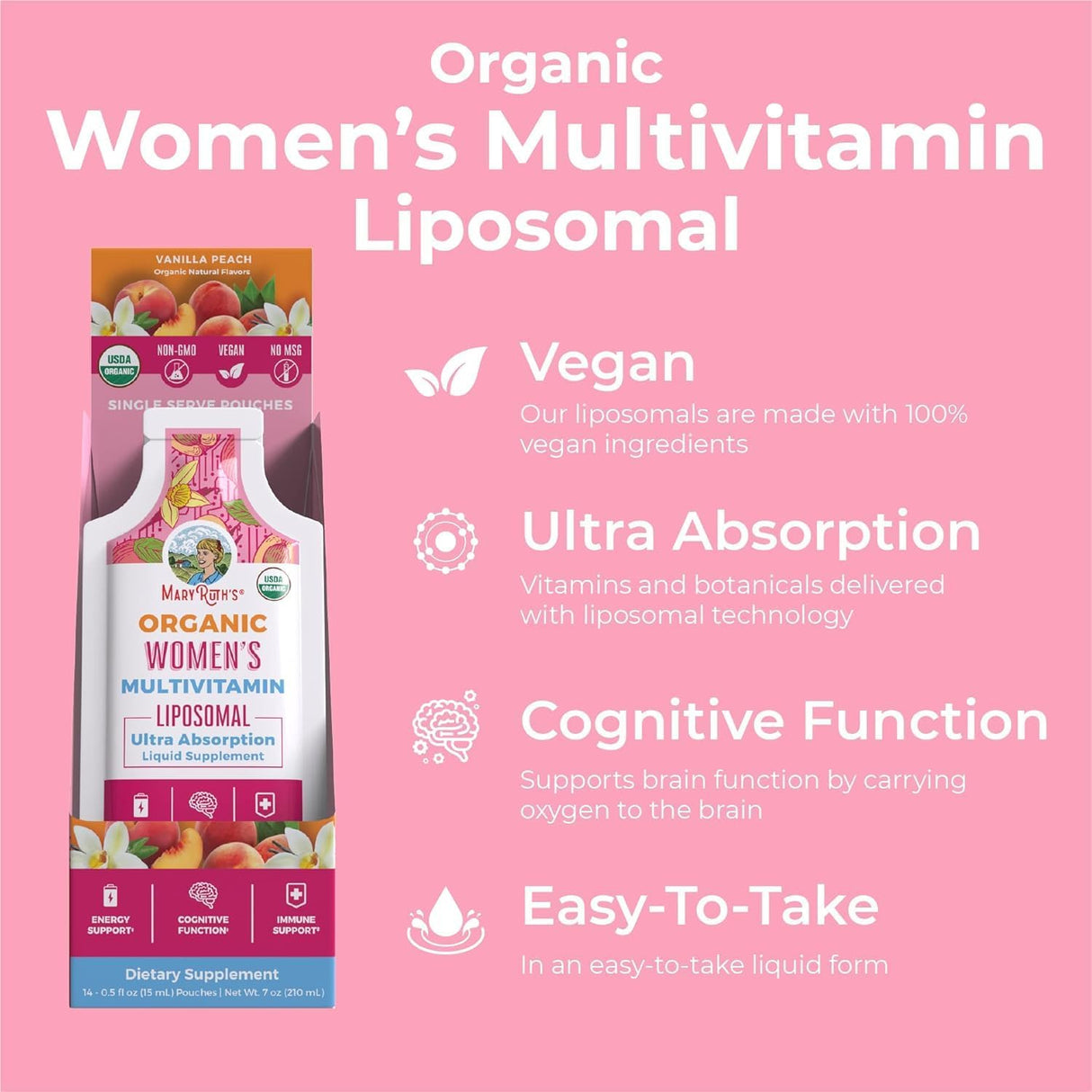 MaryRuth Organics Women's Multivitamin Liposomal Box (14 pouches - 0.5 oz each)