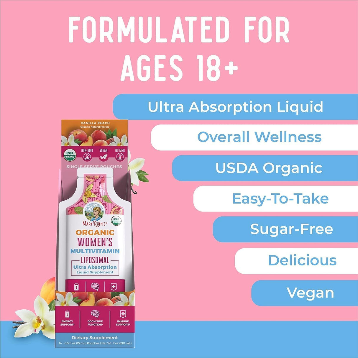 MaryRuth Organics Women's Multivitamin Liposomal Box (14 pouches - 0.5 oz each)