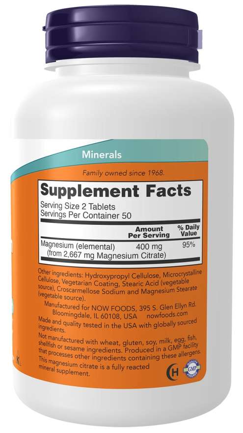 Now MAGNESIUM CITRATE 200mg 100 TABS