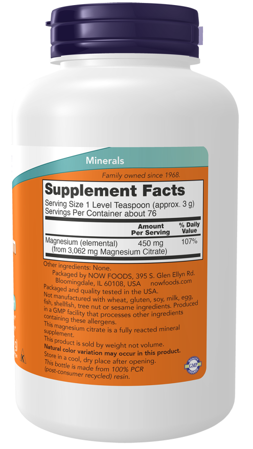 Now MAGNESIUM CITRATE POWDER 8 OZ