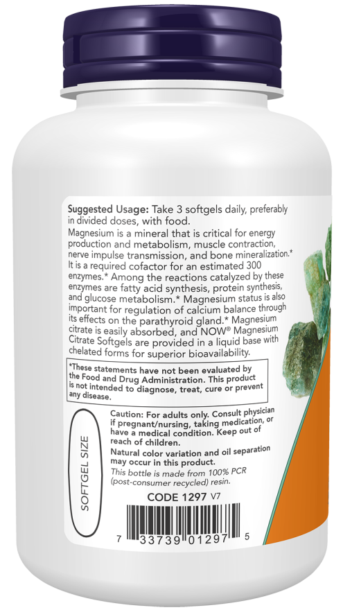 Now MAGNESIUM CITRATE 134mg 180 SGELS