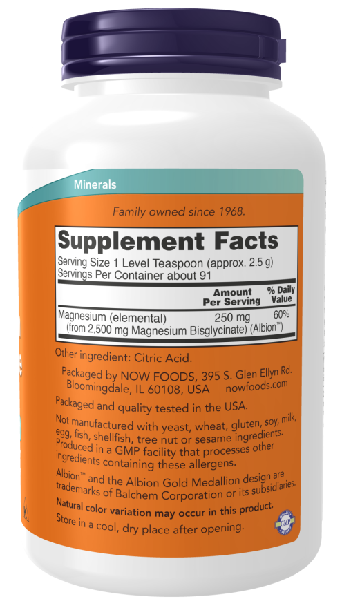 Now MAGNESIUM BISGLYCINATE POWDER 8 OZ