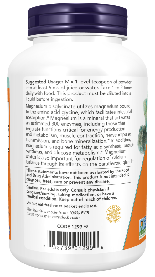 Now MAGNESIUM BISGLYCINATE POWDER 8 OZ