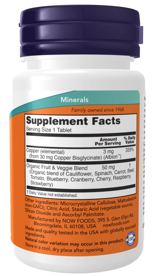 Now COPPER GLYCINATE 3mg 120 TABS