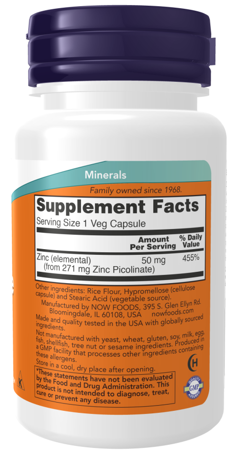 Now ZINC PICOLINATE 50mg 30 VCAPS