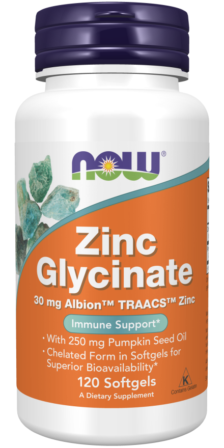 Now ZINC GLYCINATE 30mg 120 SGELS