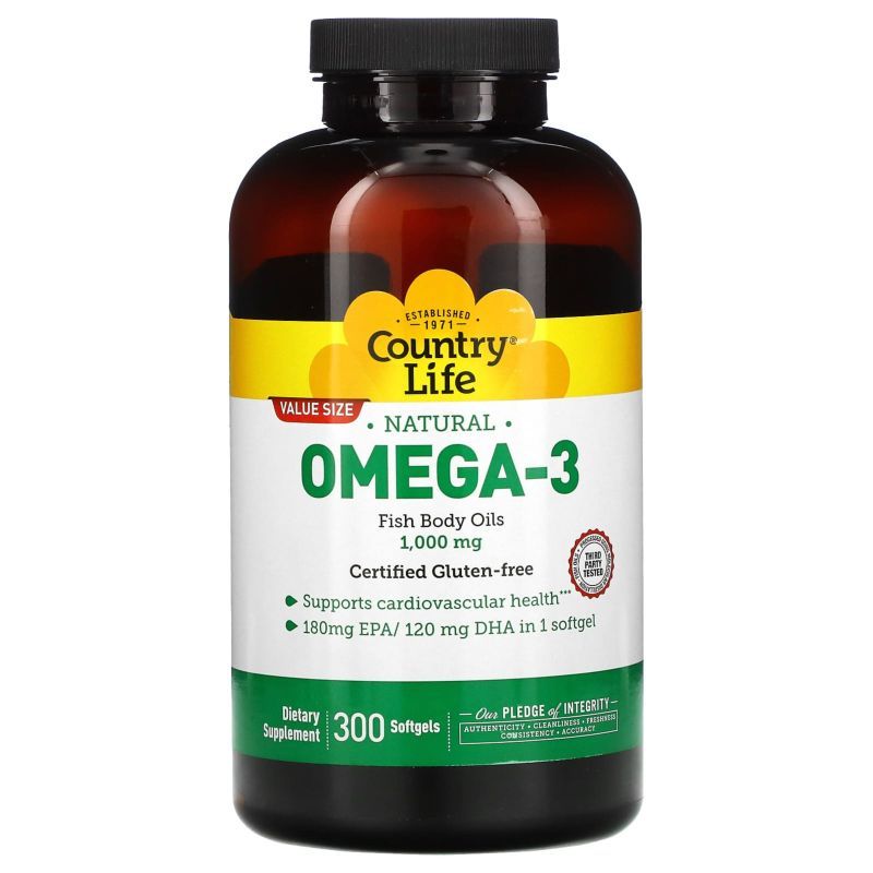 Country Life OMEGA-3 FISH OIL 1000MG 300 Softgel