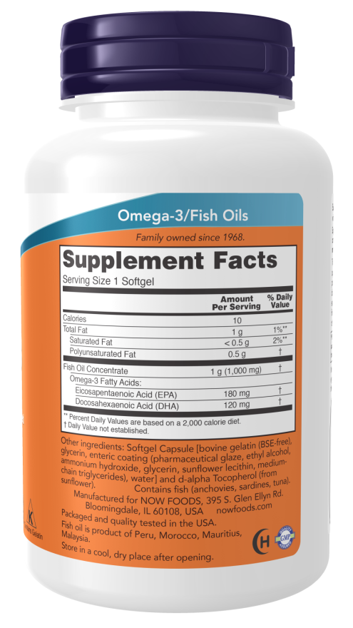 Now OMEGA-3 ENTERIC 180 SGELS