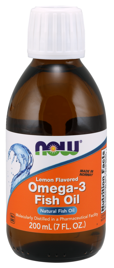 Now OMEGA-3 FISH OIL LEMON 200 ML (7 OZ)