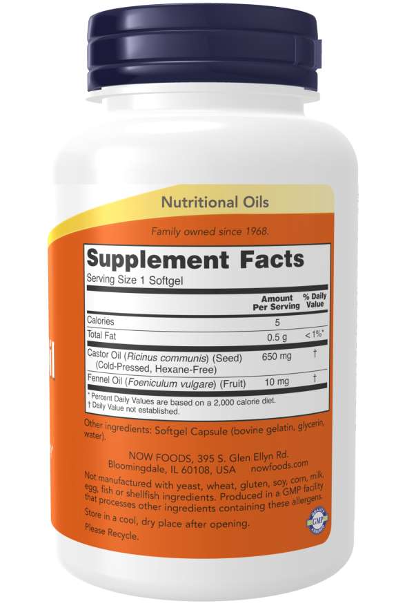Now CASTOR OIL 650MG 120 SGELS