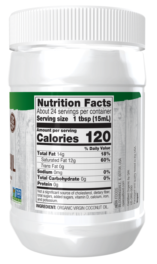 Now ORGANIC COCONUT OIL VIRGIN 12 OZ