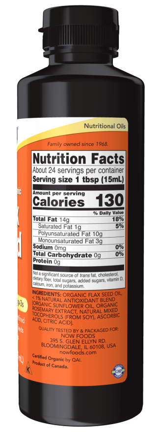 Now FLAX SEED OIL ORGANIC 24 FL OZ
