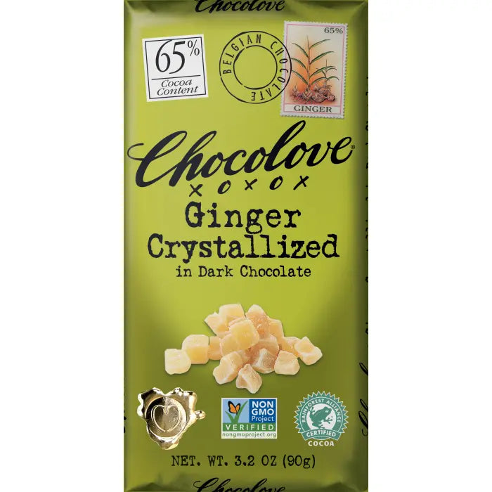 CHOCOLOVE Dark With Crystallized Ginger 3.2 OZ