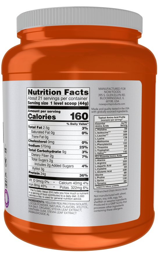 Now PEA PROTEIN CHOCOLATE 2 LBS