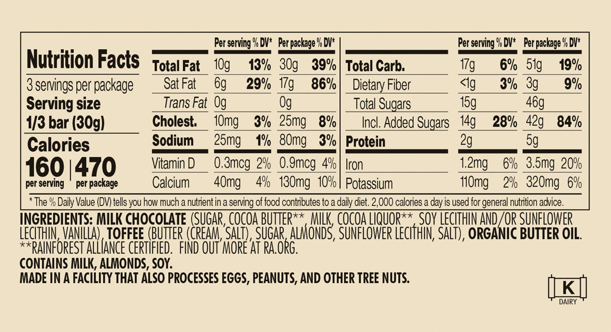 CHOCOLOVE Milk With Almonds & Toffee 3.2 OZ