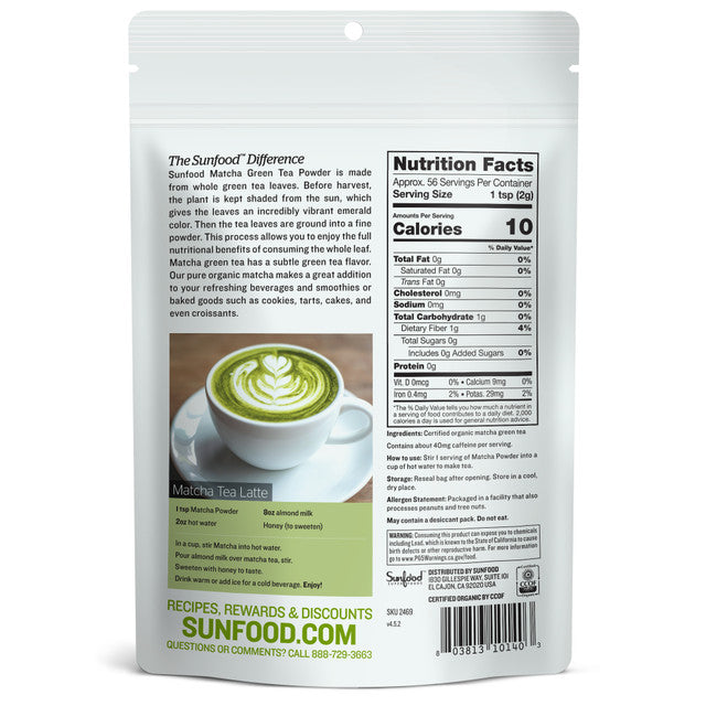 Sunfood Matcha Green Tea Powder 4oz