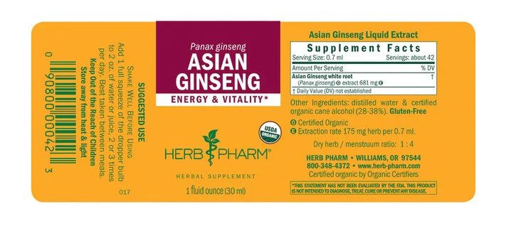 Herb Pharm GINSENG EXTRACT (ASIAN) 1 oz