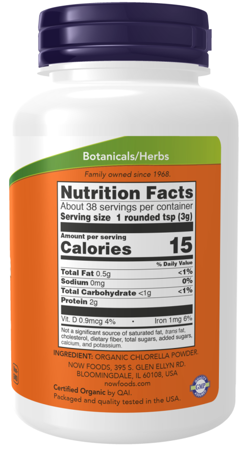 NOW ORGANIC CHLORELLA PURE POWDER