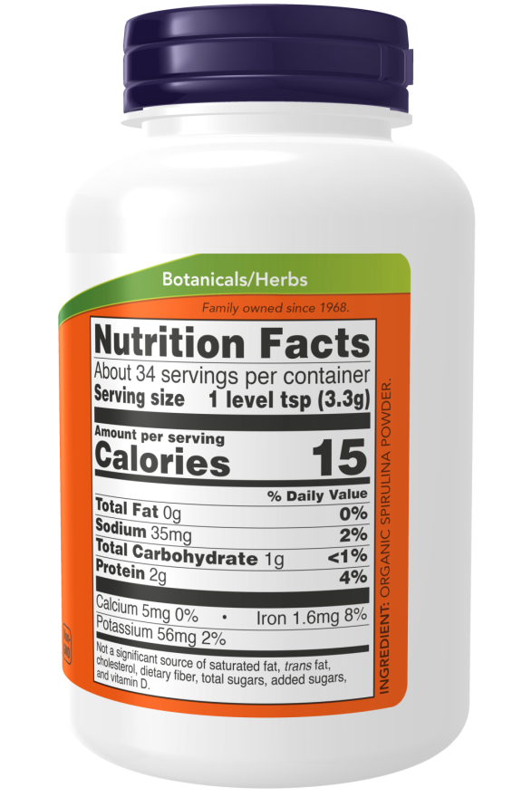 Now ORG SPIRULINA POWDER 4 OZ