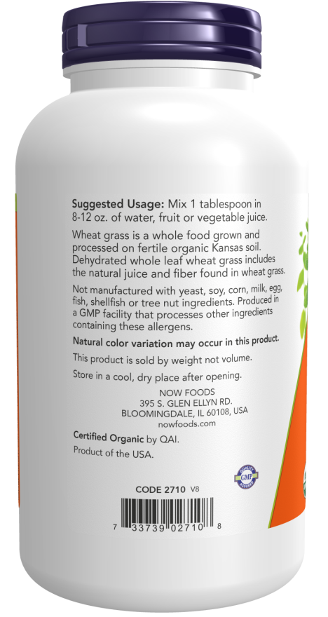 Now WHEAT GRASS POWDER ORG 9oz