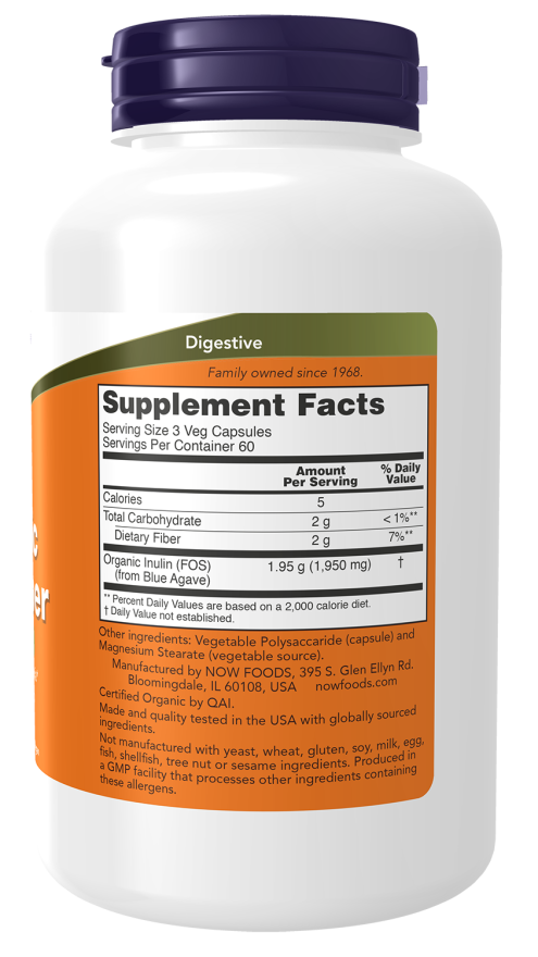 Now PREBIOTIC INULIN FIBER 180 VCAPS