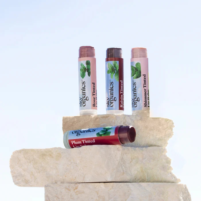 BÁLSAMO LABIAL ORGÁNICO SABORIZADO SKY ORGANICS, VARIEDAD DE 4 PIEZAS, .15 OZ