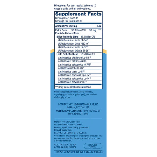 Renew Life UF EXTRA CARE GO PACK 30B 30 CT