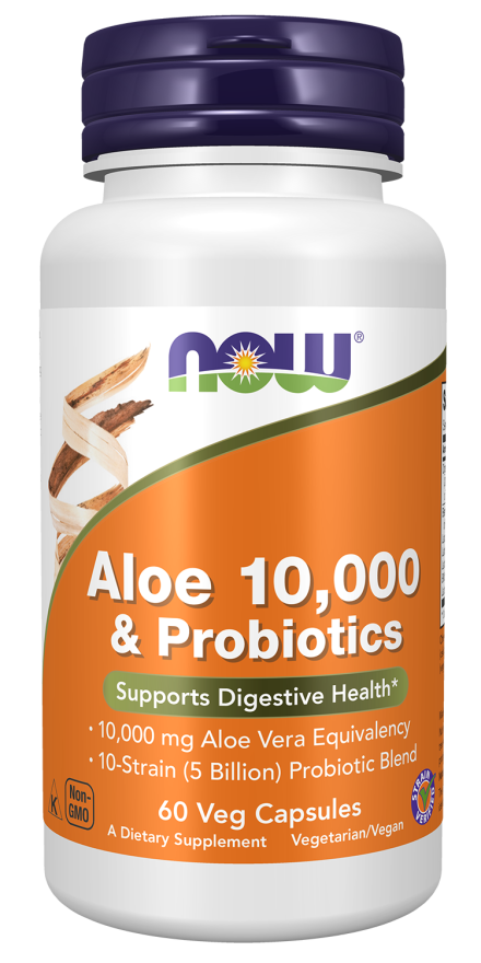 Now ALOE VERA 10,000 & PROBIOTICS 60 VCAPS