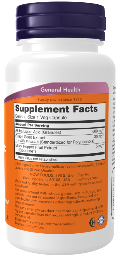 Now ALPHA LIPOIC ACID 600mg 120 VCAPS